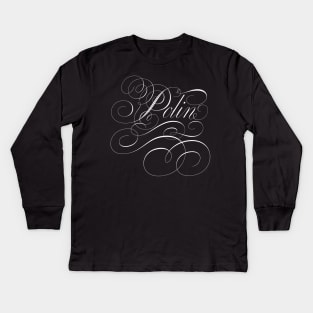 Polin of Bridgerton, Penelope and Colin in calligraphy Kids Long Sleeve T-Shirt
